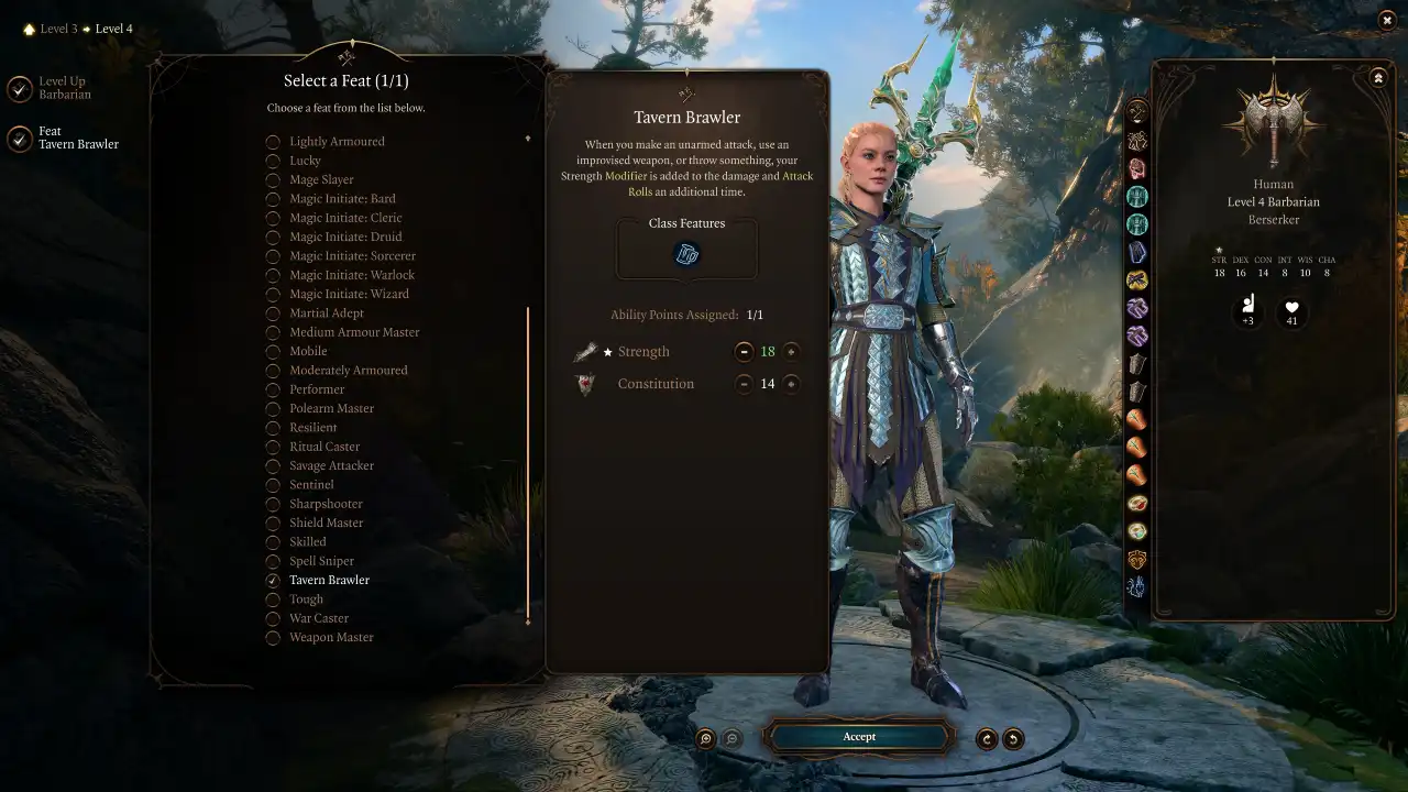 BG3 Berserk Thrower Build Level 4