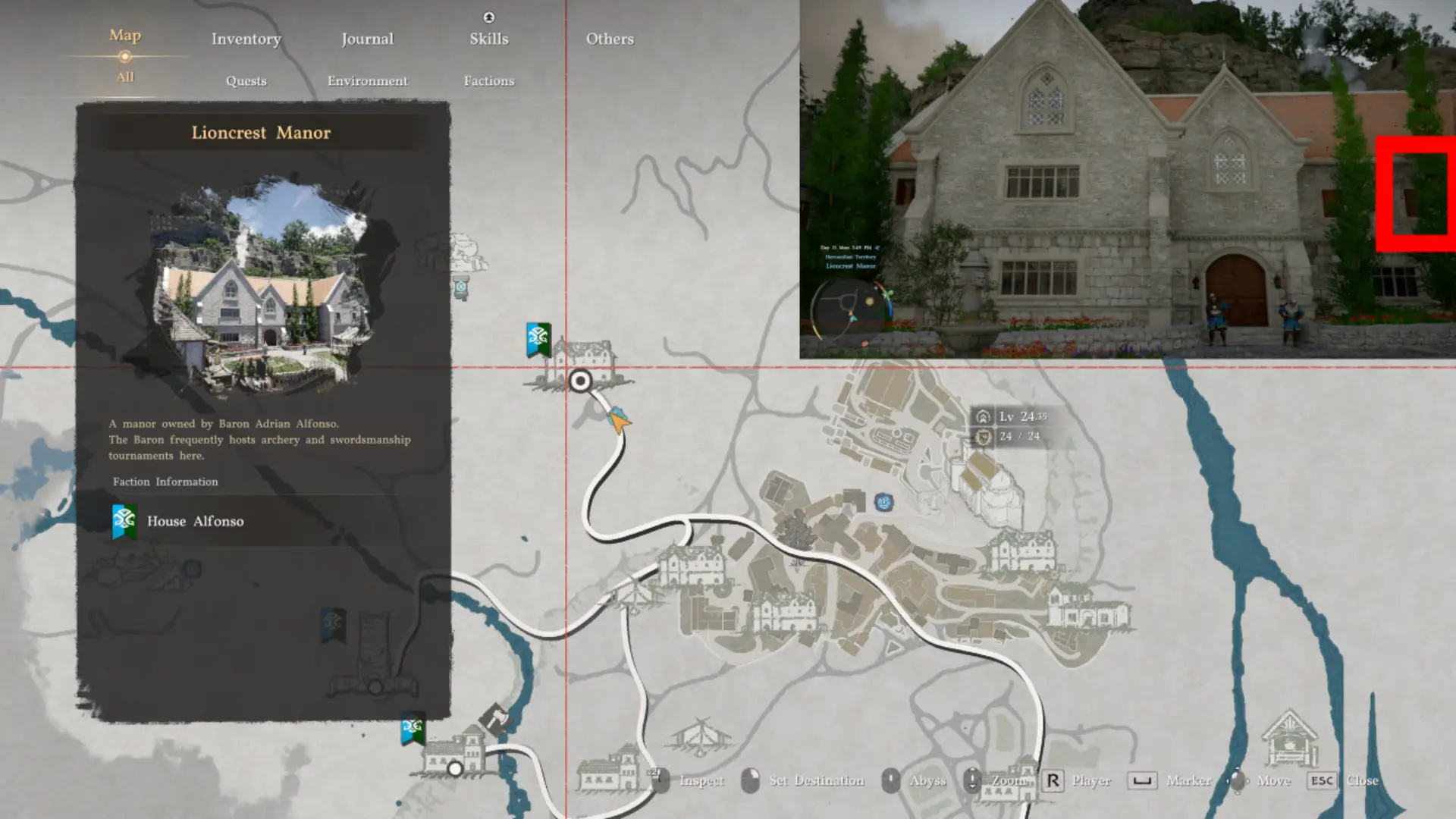 Crimson Desert Lioncrest Manor Engraved Gold earrings Location