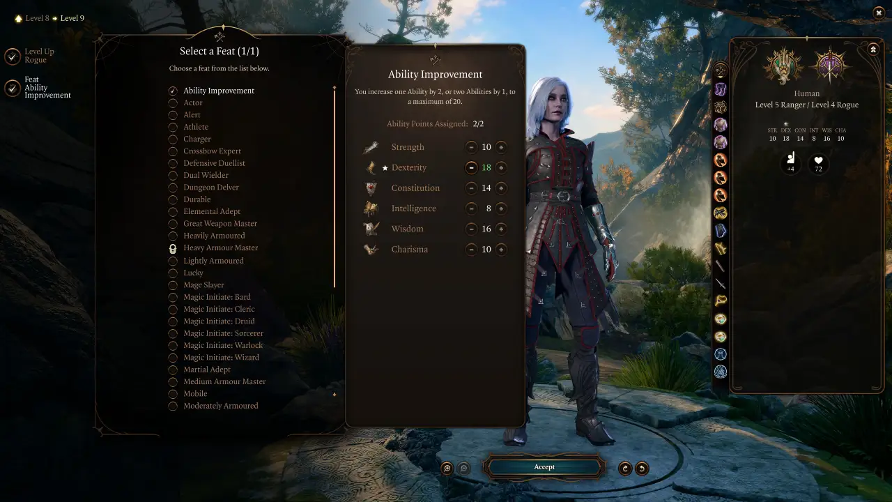 BG3 Drow Infiltrator Build level 9