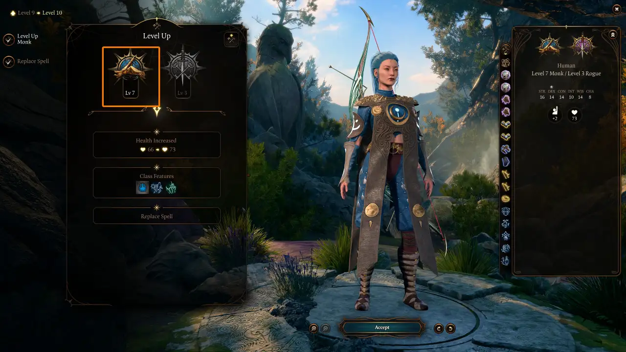 BG3 Elementalist Monk Rogue Build level 10