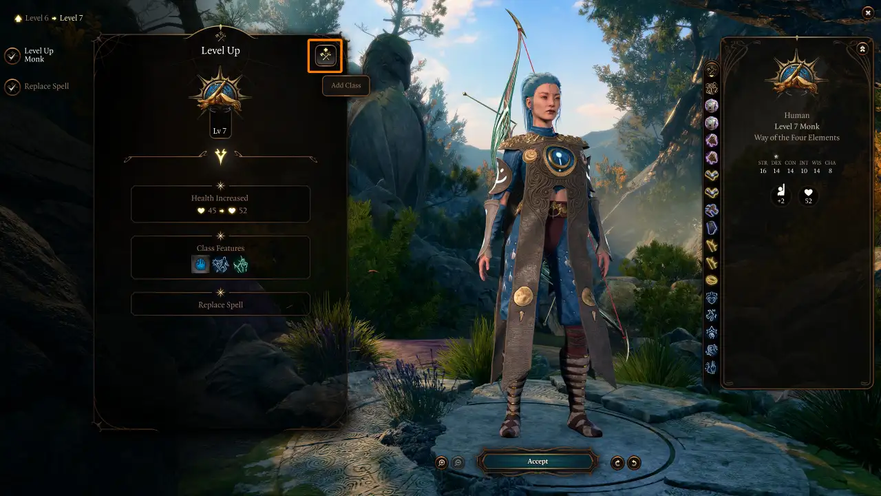 BG3 Elementalist Monk Rogue Build level 7