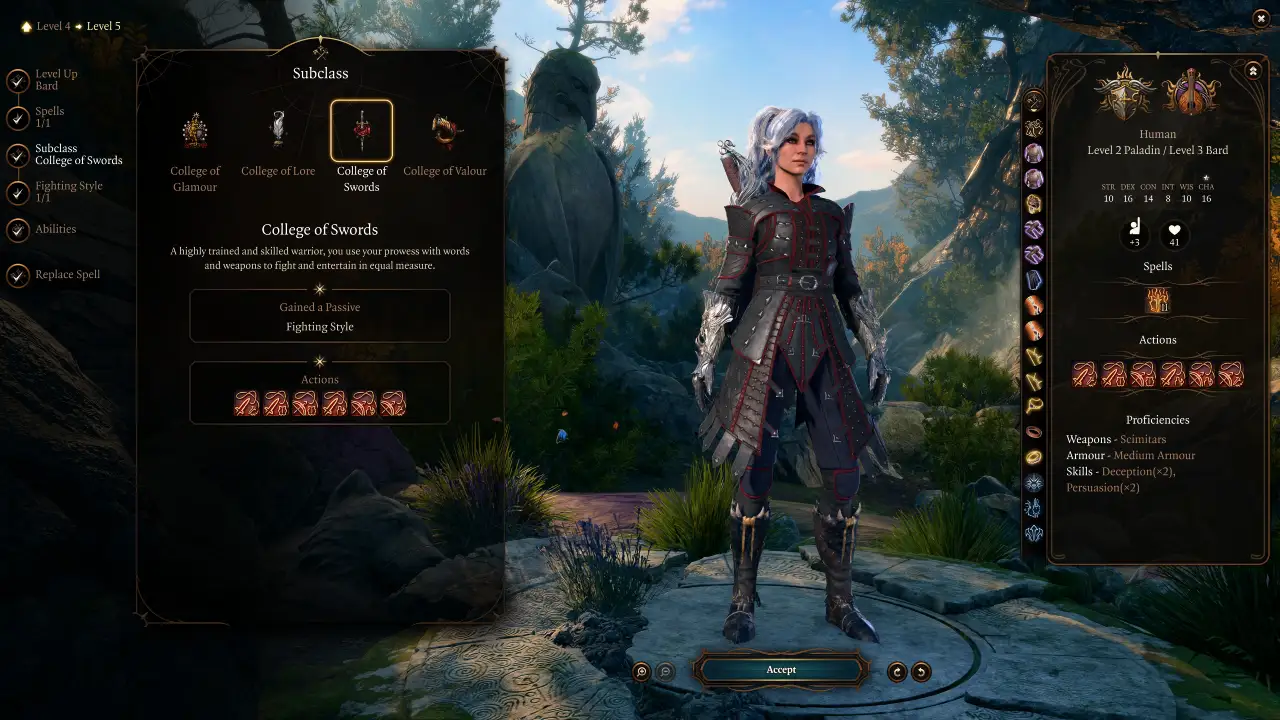 BG3 Bard Paladin Multiclass Build Level 5