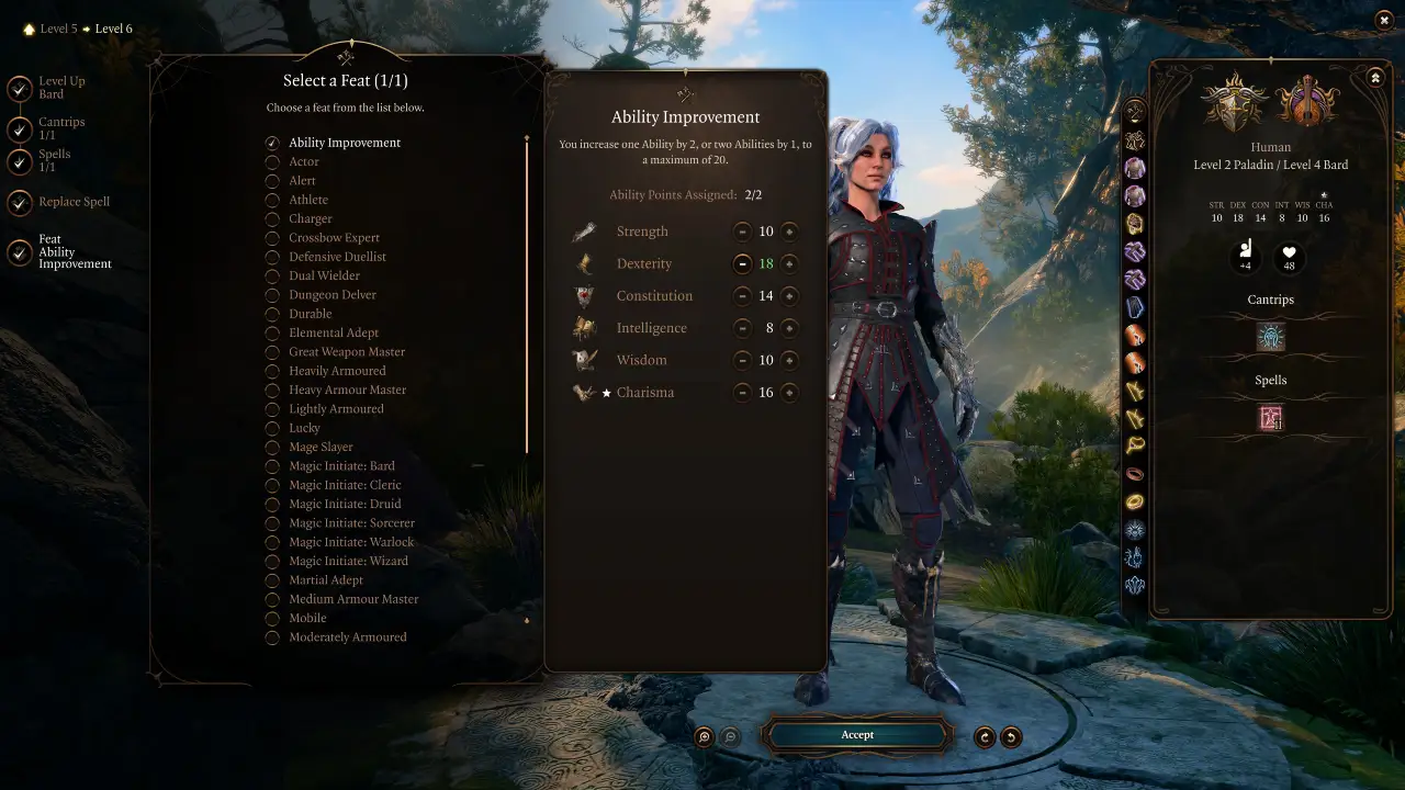 BG3 Bard Paladin Multiclass Build Level 6