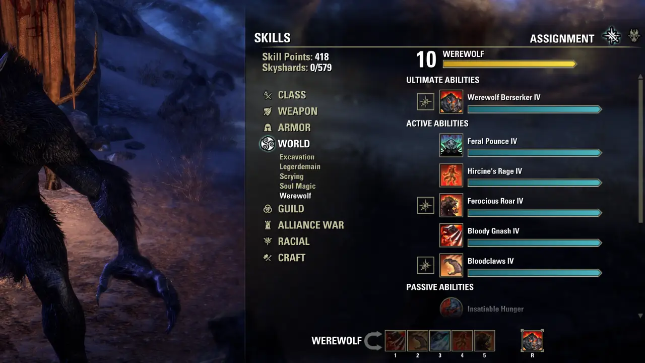 ESO Werewolf Skill Overview