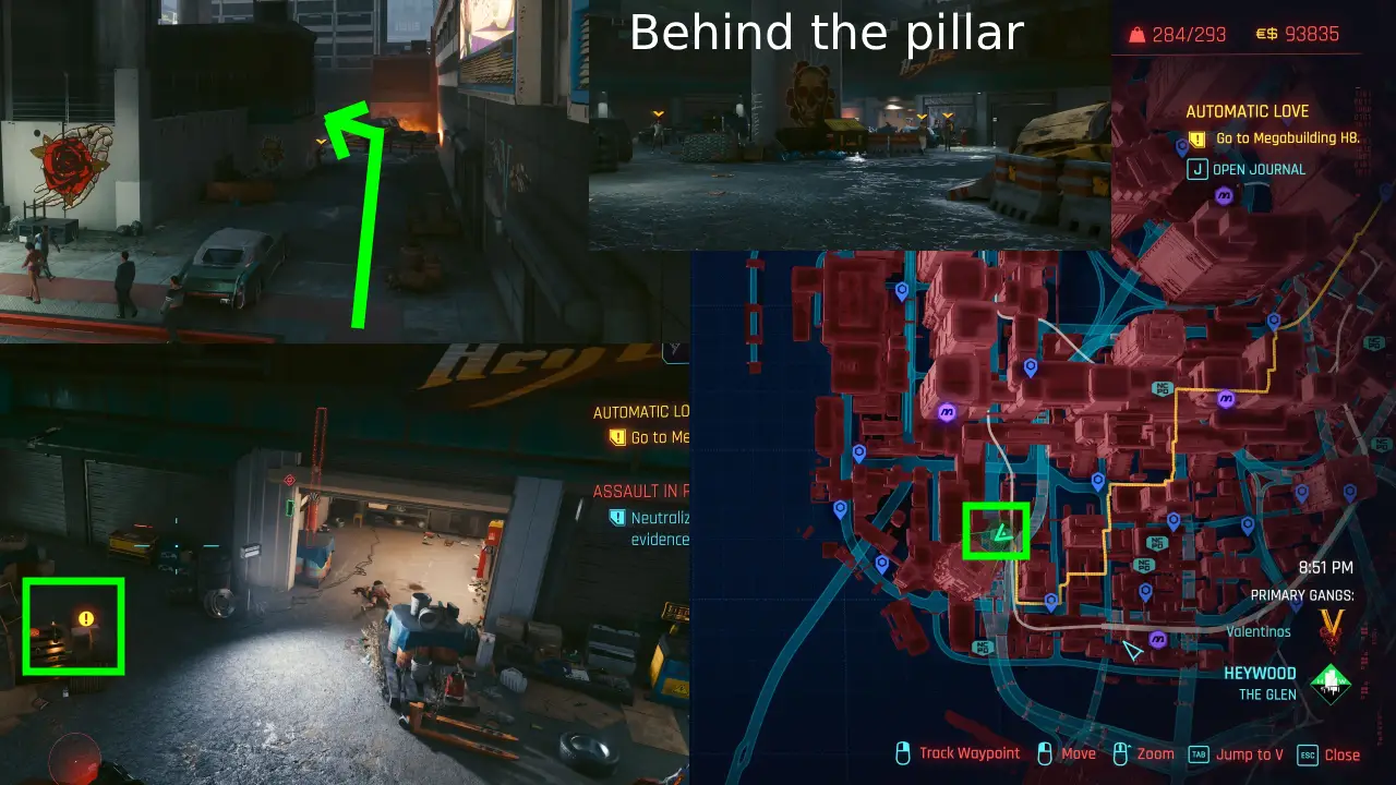 Cyberpunk 2077 Perk Shard 7 NCPD Heywood The Glen next to garage