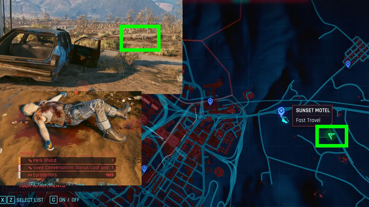 Perk Shard 3 Road accident Badlands Cyberpunk 2077