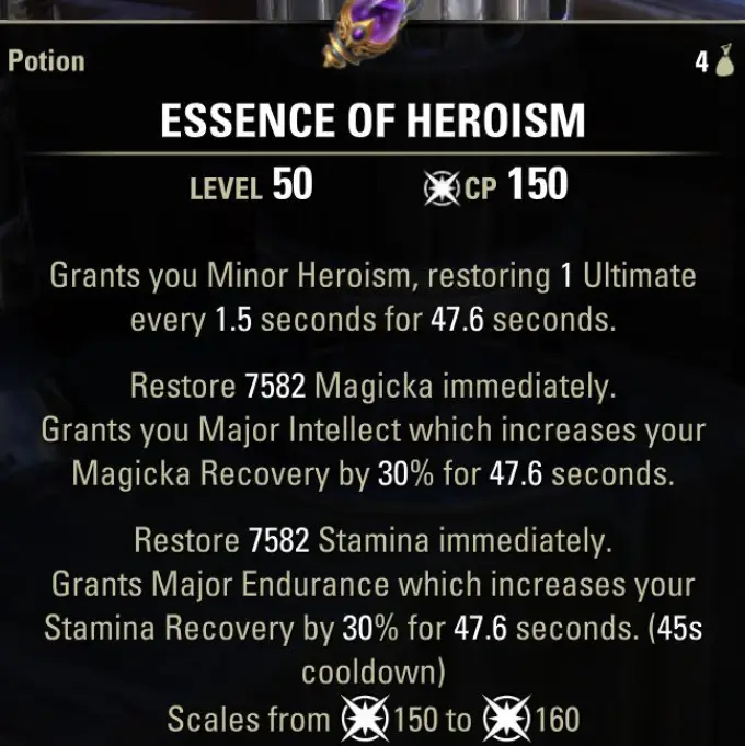 ESO Essence of Heroism Potion Heroism, Mag, Stam