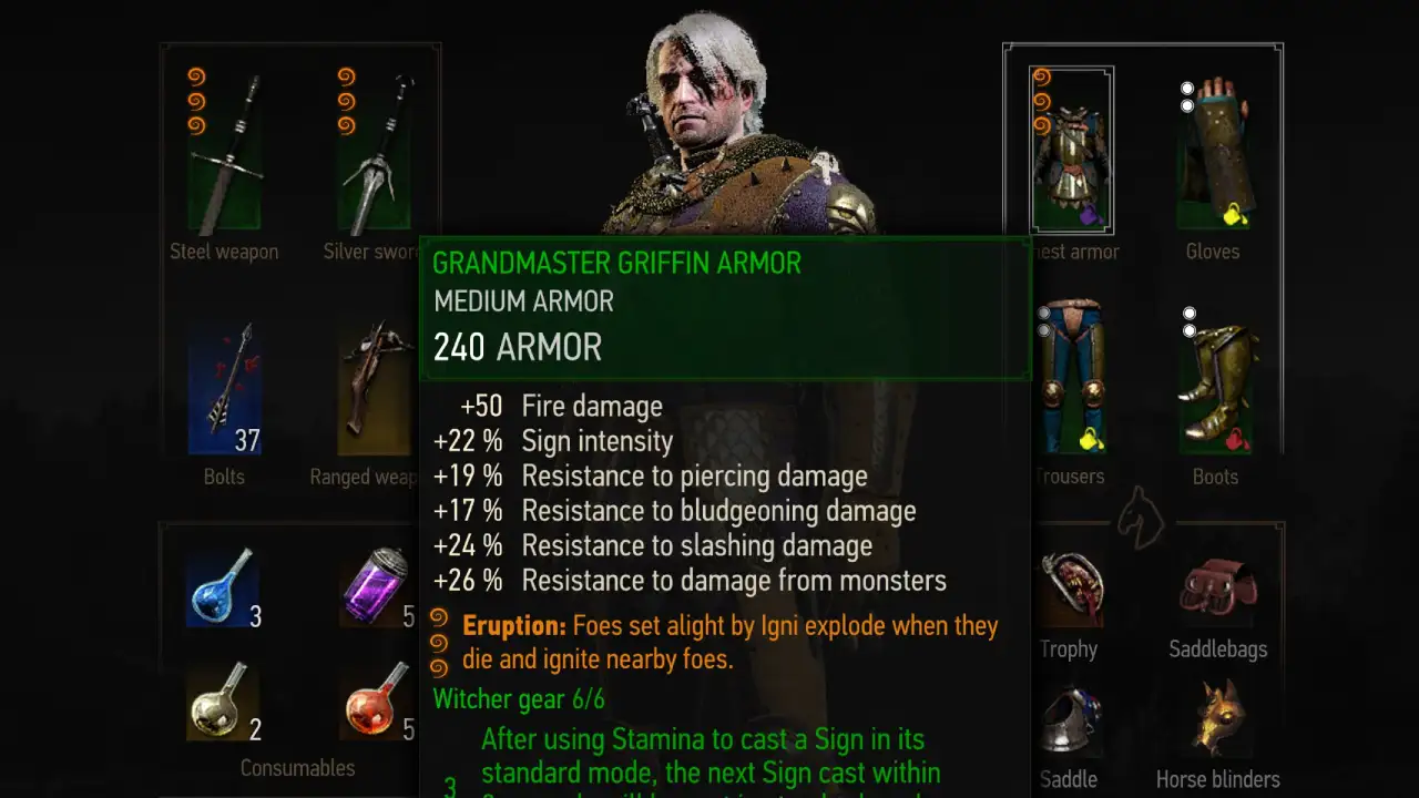 Witcher 3 Igni Build Gear